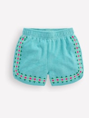 Boden Blue Towelling Embroidered Shorts - Image 1 of 3