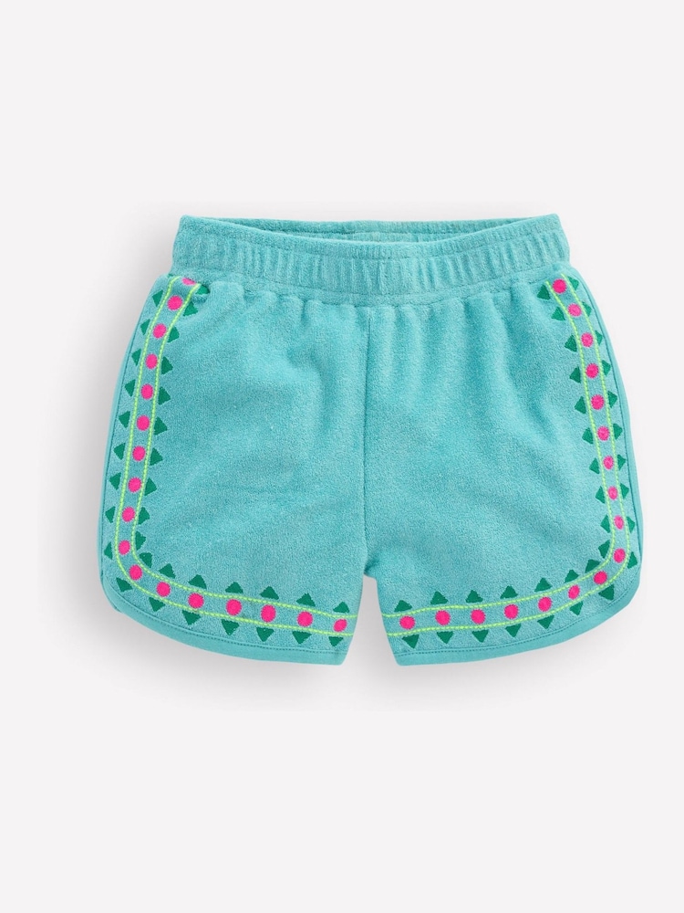 Boden Blue Towelling Embroidered Shorts - Image 1 of 3