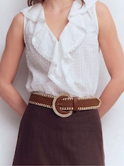 Boden Brown Woven Stitch Belt - Image 1 of 3