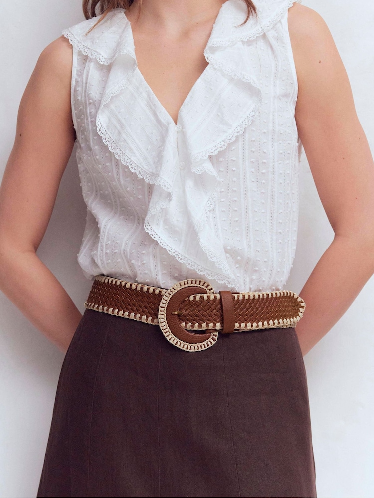 Boden Brown Woven Stitch Belt - Image 1 of 3
