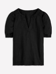 Boden Black Yoke Collar Linen Top - Image 5 of 5