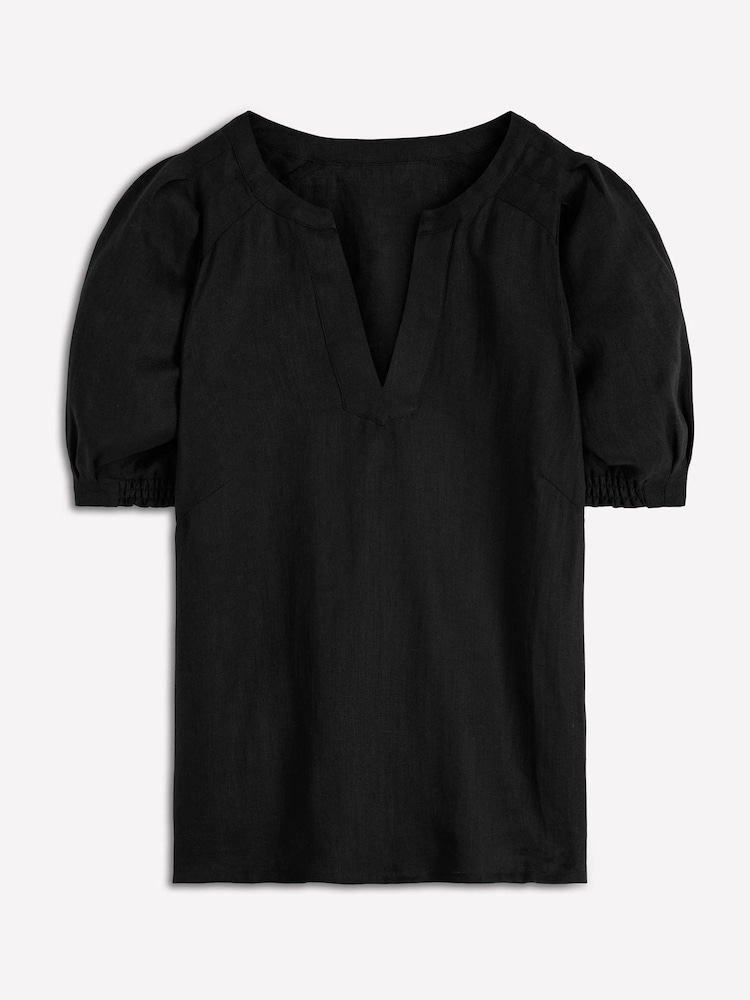 Boden Black Yoke Collar Linen Top - Image 5 of 5