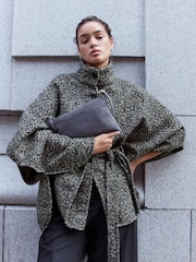 Back/White Speckled Tie Waist Coat Cover-Up - Image 2 of 9