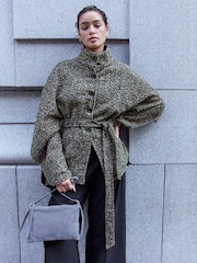 Back/White Speckled Tie Waist Coat Cover-Up - Image 3 of 9