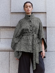 Back/White Speckled Tie Waist Coat Cover-Up - Image 4 of 9