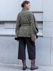 Back/White Speckled Tie Waist Coat Cover-Up - Image 5 of 9