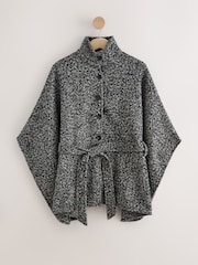 Back/White Speckled Tie Waist Coat Cover-Up - Image 7 of 9