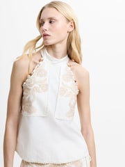 French Connection White White Calissa Embroidered Blouse - Image 1 of 6