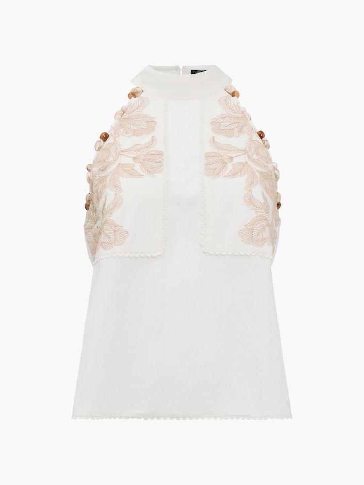 French Connection White White Calissa Embroidered Blouse - Image 6 of 6 French Connection White White Calissa Embroidered Blouse - Image 6 of 6