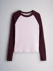 The Set 3 Pack Raglan Baseball Semi Sheer T-Shirts Navy Blue/Burgundy/Grey - Image 10 of 14