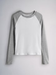 The Set 3 Pack Raglan Baseball Semi Sheer T-Shirts Navy Blue/Burgundy/Grey - Image 12 of 14