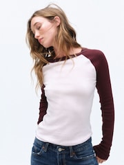 The Set 3 Pack Raglan Baseball Semi Sheer T-Shirts Navy Blue/Burgundy/Grey - Image 8 of 14