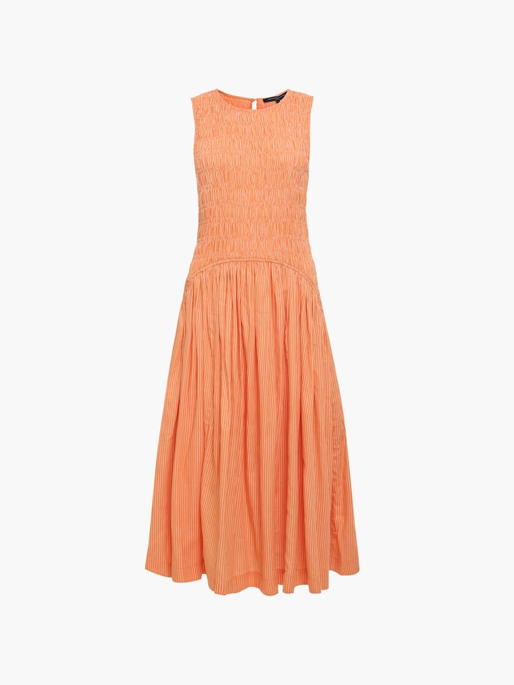French Connection Orange Alexis Cotton Striped Midi Dress - Image 6 of 6 French Connection Orange Alexis Cotton Striped Midi Dress - Image 6 of 6