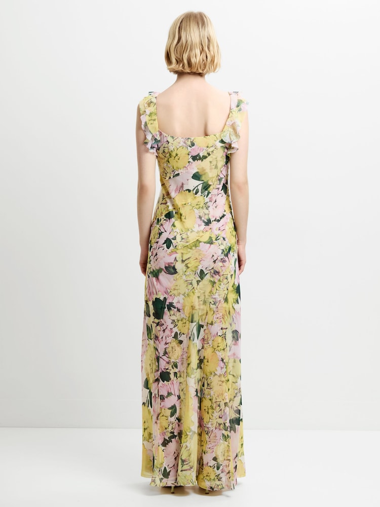 French Connection Yellow Carla Ari Chiffon Curved Seam Maxi Dress - Image 2 of 7 French Connection Yellow Carla Ari Chiffon Curved Seam Maxi Dress - Image 2 of 7
