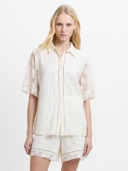 French Connection White Zoe Lace Button Through Shirt - Image 1 of 6
