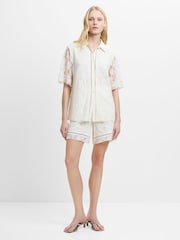 French Connection White Zoe Lace Button Through Shirt - Image 4 of 6