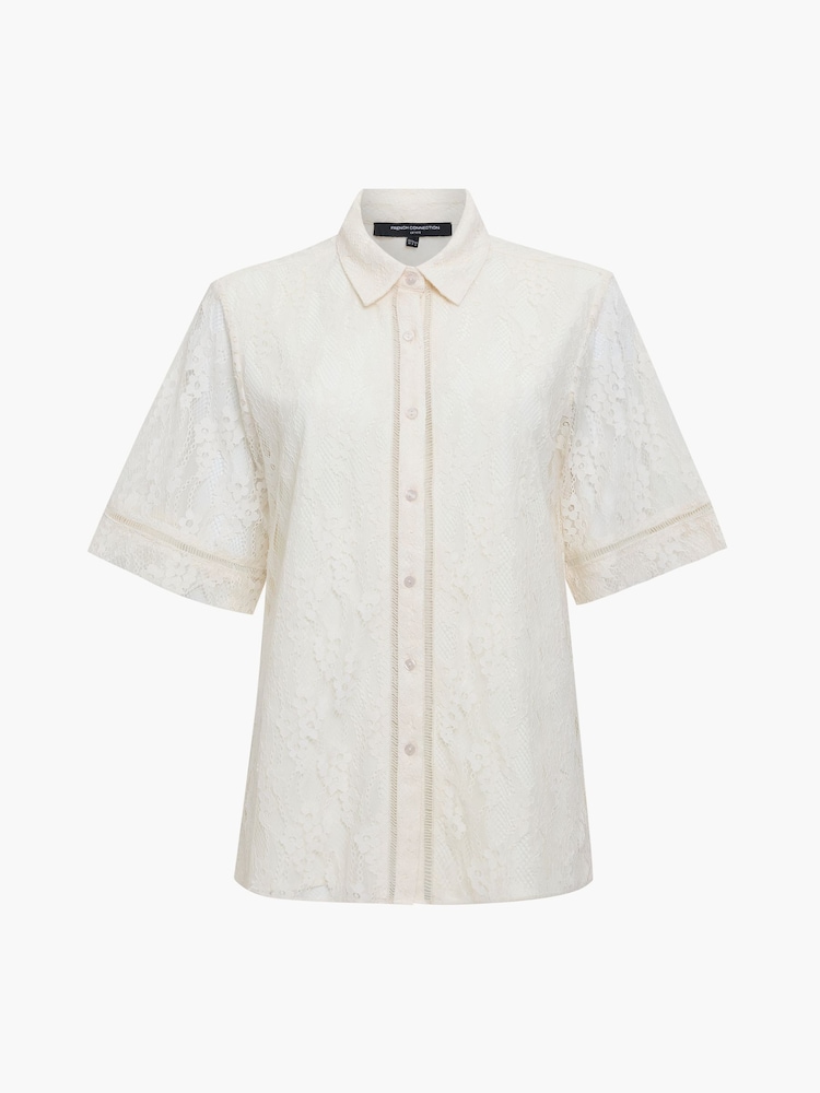 French Connection White Zoe Lace Button Through Shirt - Image 6 of 6 French Connection White Zoe Lace Button Through Shirt - Image 6 of 6