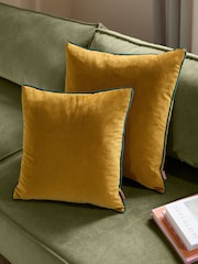 Furn Ochre/Teal Meridian Velvet Feather Filled 45 x 45cm Cushion - Image 7 of 7