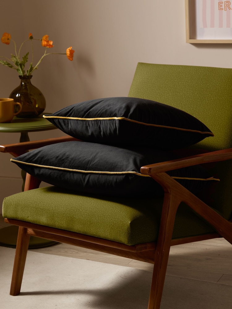 Furn Black Gold Meridian Velvet 45cm X 45cm Feather Filled 45 x 45cm Cushion - Image 5 of 5