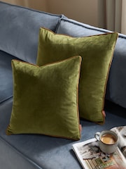 Furn Olive Ginger Meridian Velvet 45cm X 45cm Feather Filled 45 x 45cm Cushion - Image 7 of 7