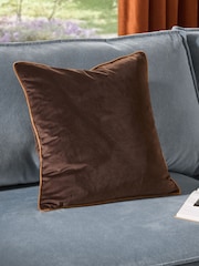 Furn Chocolate Caramel Meridian Velvet 45cm X 45cm Feather Filled 45 x 45cm Cushion - Image 1 of 5