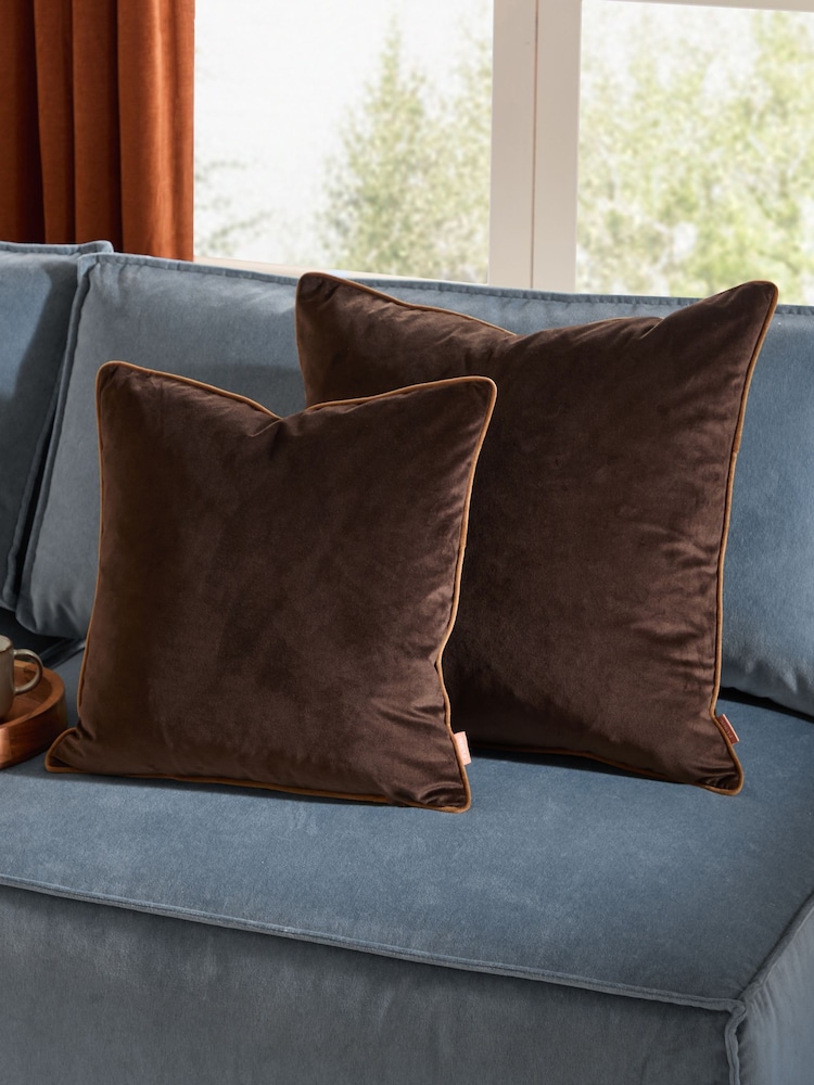 Furn Chocolate Caramel Meridian Velvet 45cm X 45cm Feather Filled 45 x 45cm Cushion - Image 5 of 5 Furn Chocolate Caramel Meridian Velvet 45cm X 45cm Feather Filled 45 x 45cm Cushion - Image 5 of 5