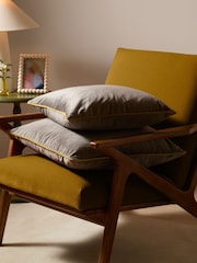 Furn Charcoal Moss Meridian Velvet 55cm X 55cm Feather Filled Cushion - Image 1 of 2