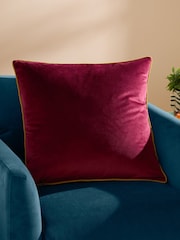 Furn Maroon Moss Meridian Velvet Feather Filled 55 x 55cm Cushion - Image 1 of 6