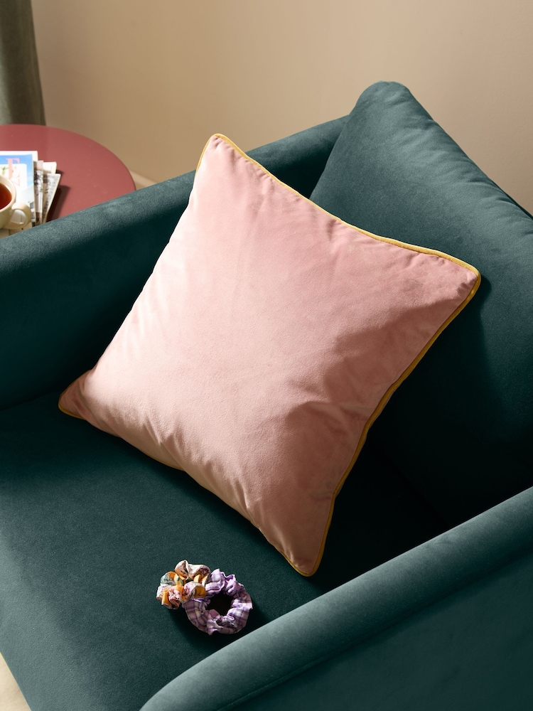 Furn BlushGold Meridian Velvet 45cm X 45cm Feather Filled 45 x 45cm Cushion - Image 1 of 5