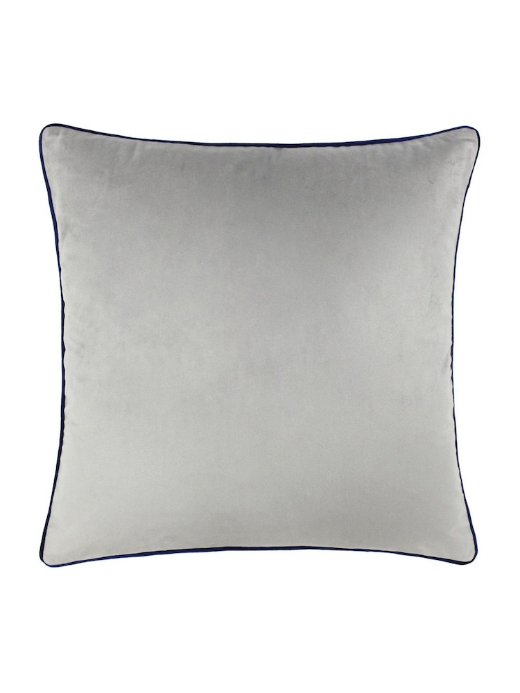 Furn Silver Navy Meridian Velvet 45cm X 45cm Feather Filled Cushion - Image 2 of 5 Furn Silver Navy Meridian Velvet 45cm X 45cm Feather Filled Cushion - Image 2 of 5