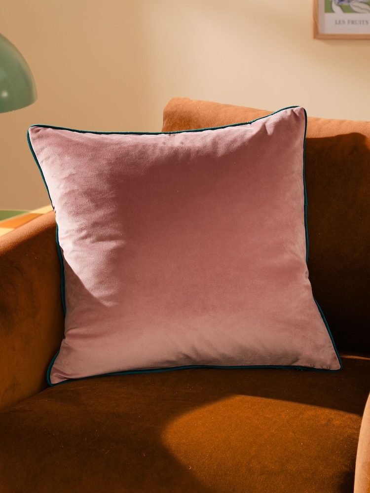 Furn Blush Teal Meridian Velvet 45cm X 45cm Feather Filled 45 x 45cm Cushion - Image 1 of 6