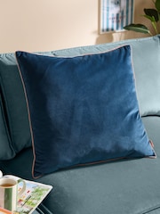 Furn Petrol Blush Meridian Velvet Feather Filled 55 x 55cm Cushion - Image 1 of 6
