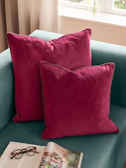 Furn Cranberry Mocha Meridian Velvet 45cm X 45cm Feather Filled 45 x 45cm Cushion - Image 6 of 6