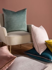 Furn Moss Charcoal Meridian Velvet Feather Filled 55 x 55cm Cushion - Image 3 of 7