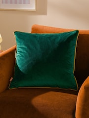 Furn Emerald Moss Meridian Velvet 45cm X 45cm Feather Filled 45 x 45cm Cushion - Image 1 of 5