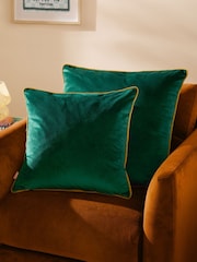 Furn Emerald Moss Meridian Velvet 45cm X 45cm Feather Filled 45 x 45cm Cushion - Image 5 of 5