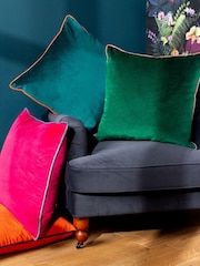 Furn Emerald Blush Meridian Velvet 55cm X 55cm Feather Filled Cushion - Image 2 of 6