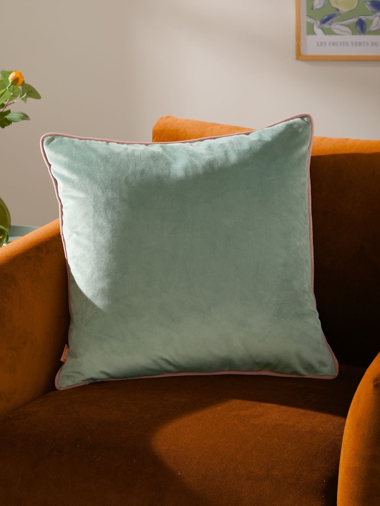 Furn MineralBlush Meridian Velvet Feather Filled 45 x 45cm Cushion - Image 1 of 5