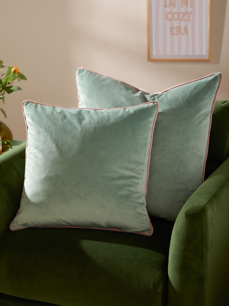 Furn MineralBlush Meridian Velvet Feather Filled 45 x 45cm Cushion - Image 2 of 5