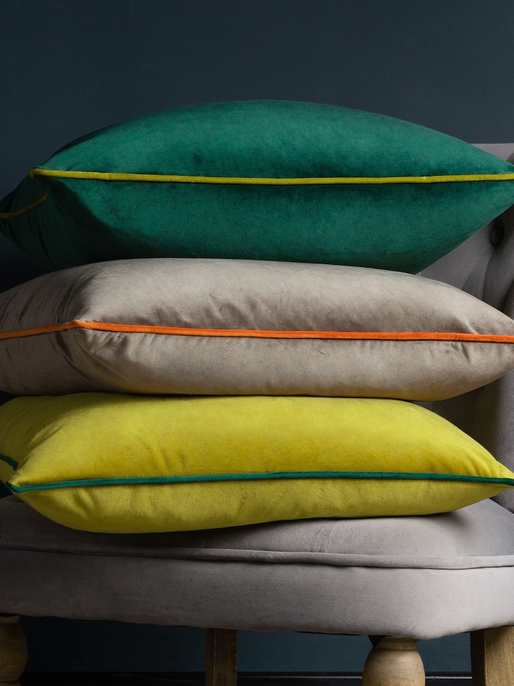 Furn Moss Emerald Meridian Velvet 45cm X 45cm Feather Filled 55 x 55cm Cushion - Image 2 of 6