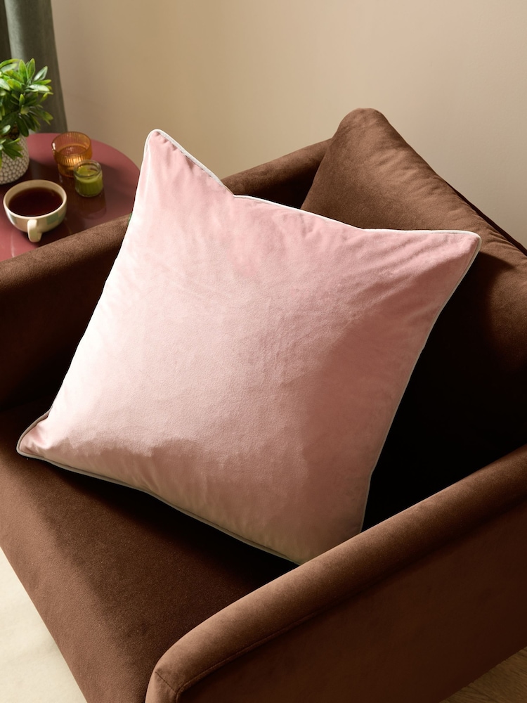 Furn Blush Grey Meridian Velvet 45cm X 45cm Feather Filled 55 x 55cm Cushion - Image 1 of 7 Furn Blush Grey Meridian Velvet 45cm X 45cm Feather Filled 55 x 55cm Cushion - Image 1 of 7