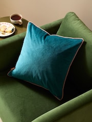 Furn TealBlush Meridian Velvet Feather Filled 45 x 45cm Cushion - Image 1 of 5