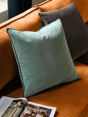 Furn Mineral Teal Meridian Velvet 55cm X 55cm Feather Filled Cushion - Image 1 of 6