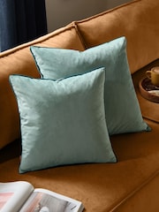 Furn Mineral Teal Meridian Velvet 55cm X 55cm Feather Filled Cushion - Image 3 of 6