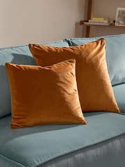 Furn Ginger Olive Meridian Velvet 45cm X 45cm Feather Filled 45 x 45cm Cushion - Image 2 of 6