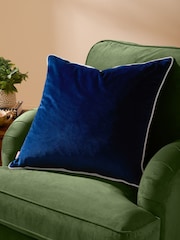 Furn Navy Silver Meridian Velvet 45cm X 45cm Feather Filled 55 x 55cm Cushion - Image 1 of 5