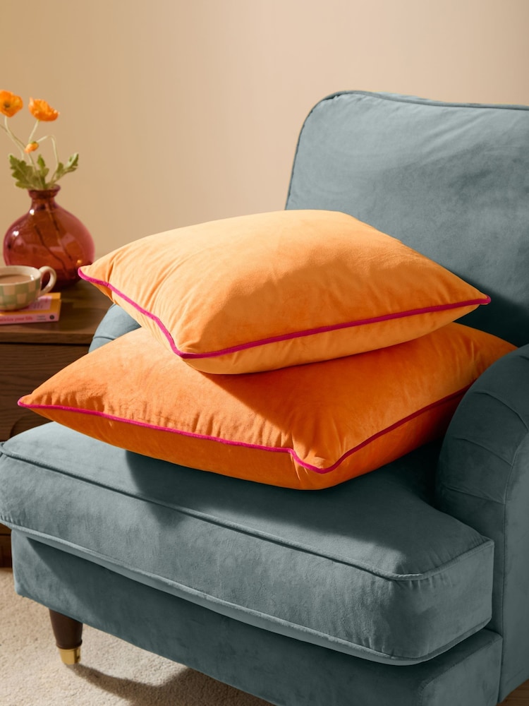 Furn Clementine Hot Pink Meridian Velvet 45cm X 45cm Feather Filled 55 x 55cm Cushion - Image 2 of 6 Furn Clementine Hot Pink Meridian Velvet 45cm X 45cm Feather Filled 55 x 55cm Cushion - Image 2 of 6