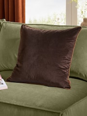 Furn Chocolate/Caramel Meridian Velvet Feather Filled 55 x 55cm Cushion - Image 1 of 7