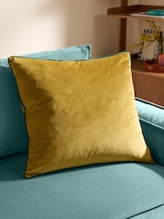 Furn Moss Emerald Meridian Velvet 55cm X 55cm Feather Filled Cushion - Image 1 of 6