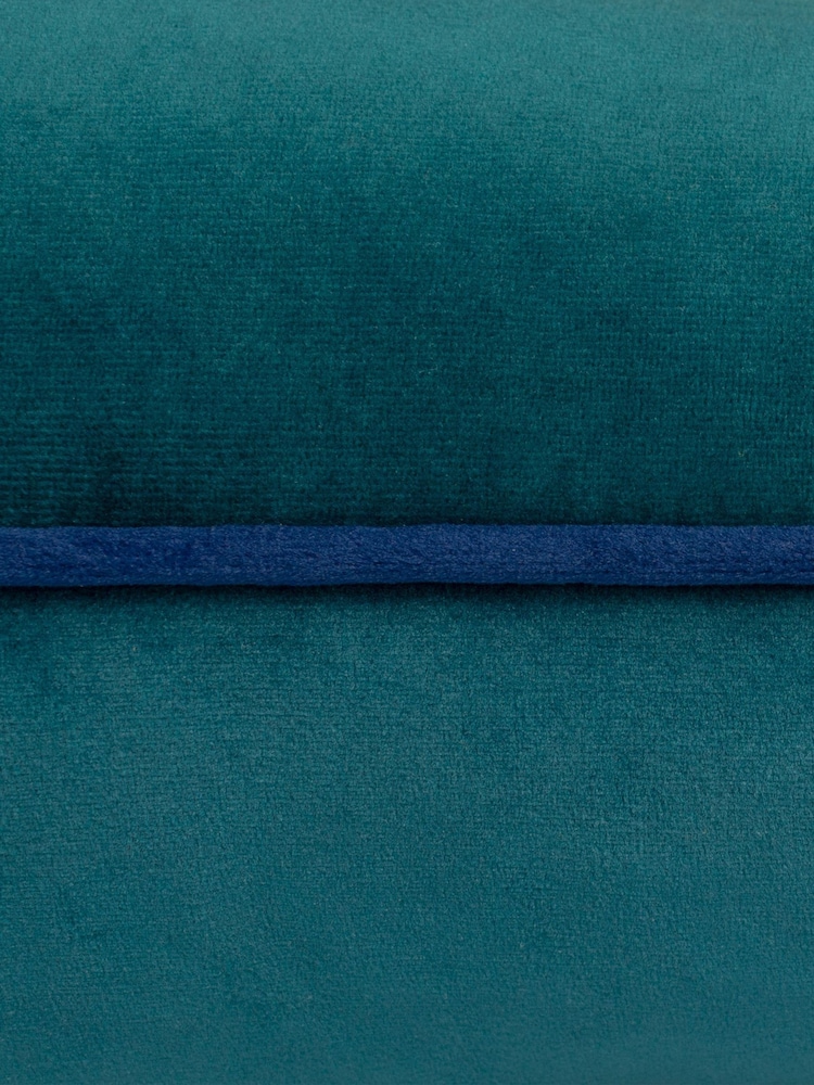 Furn Teal Navy Meridian Velvet Feather Filled 55 x 55cm Cushion - Image 5 of 5 Furn Teal Navy Meridian Velvet Feather Filled 55 x 55cm Cushion - Image 5 of 5